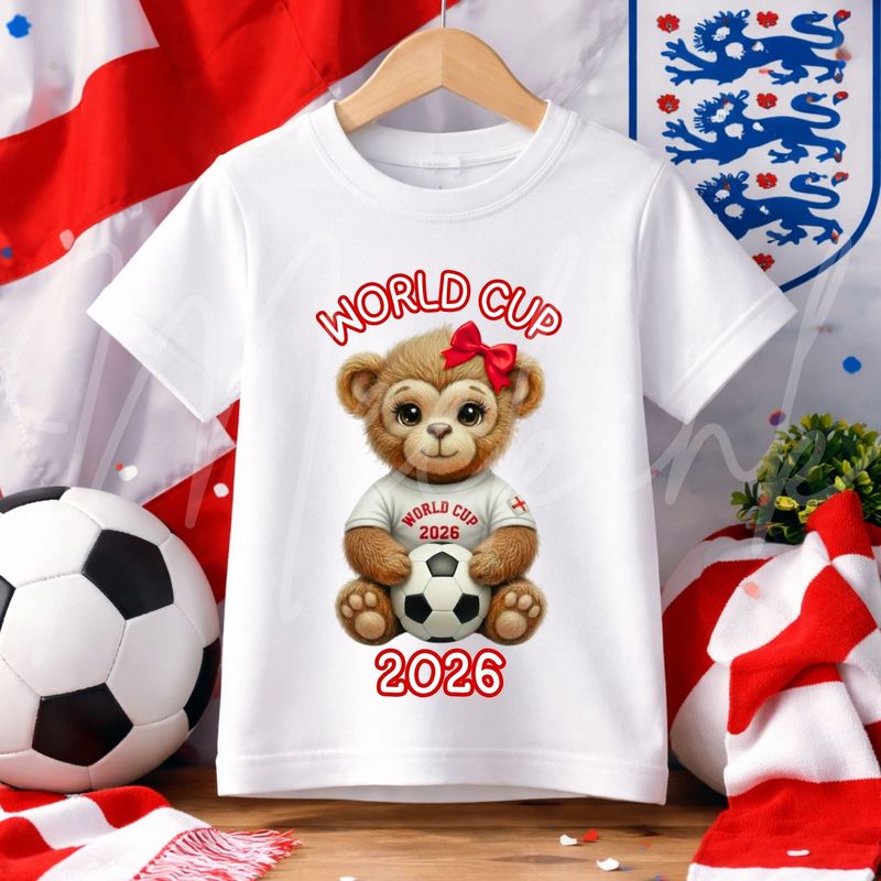 World Cup 2026 White T shirt Red Bow Monkey DTF or UVDTF Decal
