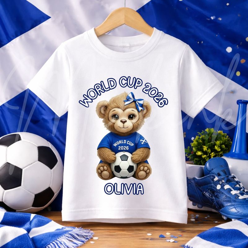 World Cup 2026 Blue T shirt Monkey Blue Hair Bow Football DTF or UVDTF Decal