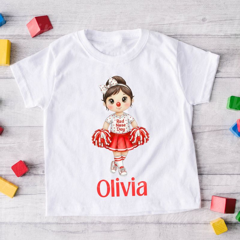 Cheerleader Brown Hair Red Nose DTF or UVDTF Decal