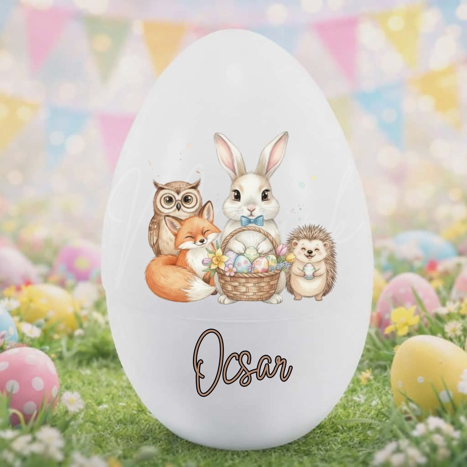 Easter Woodland Friends Blue Bow DTF or UVDTF Decal