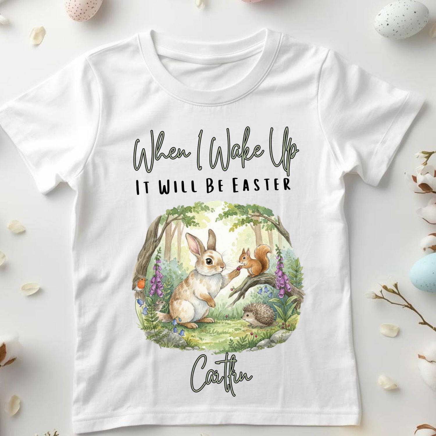 Easter When I Wake Up Woodland Scene DTF or UVDTF Decal