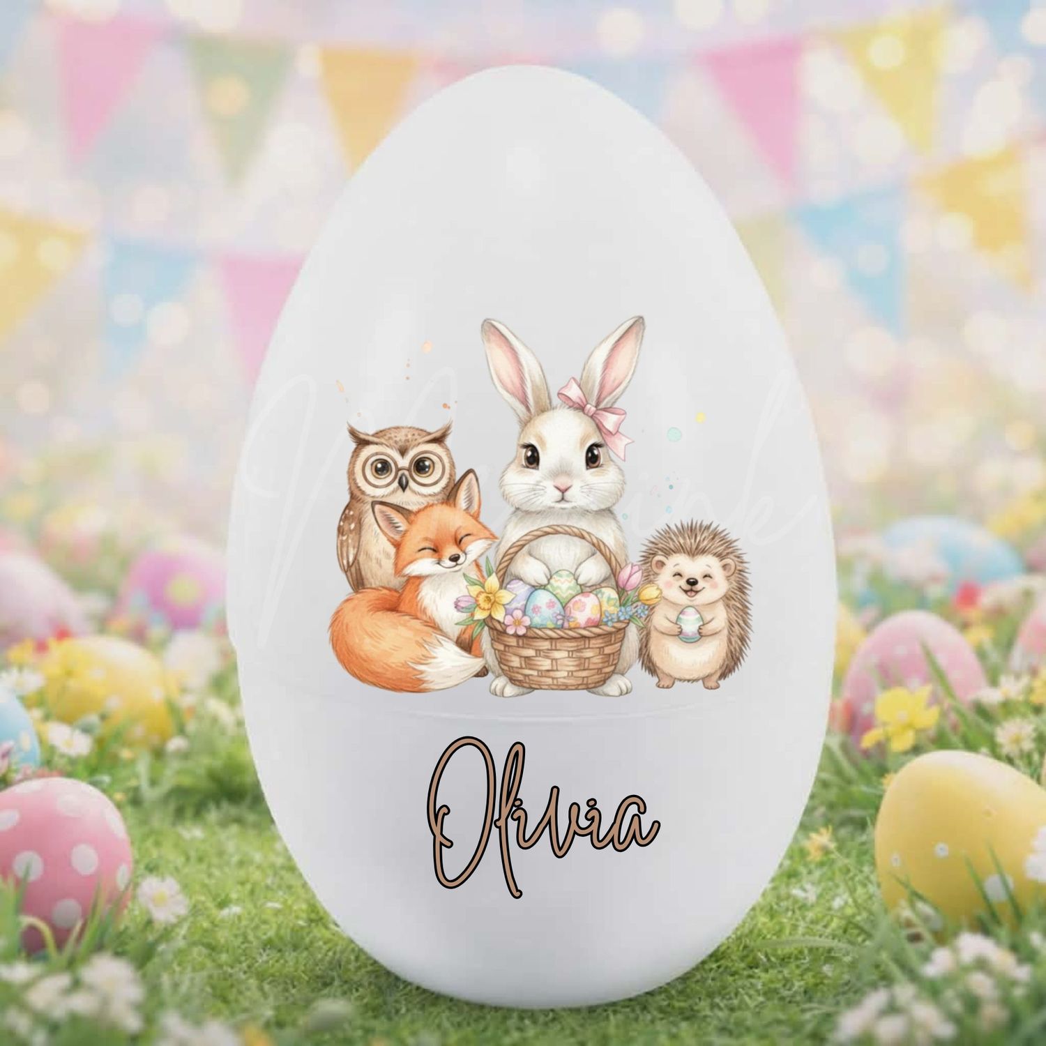 Easter Woodland Friends Pink Bow DTF or UVDTF Decal