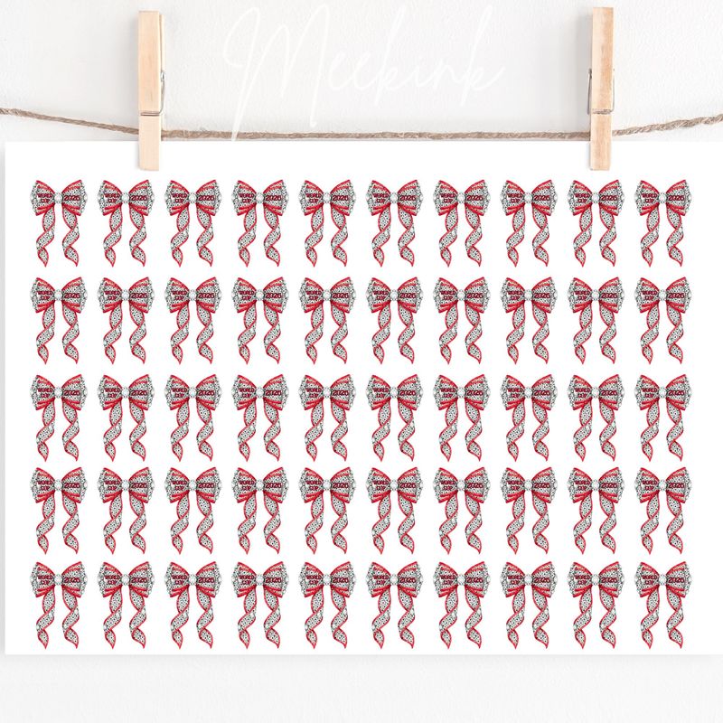 Red Football Hair Bow Sheet A4 Sheet DTF or UVDTF