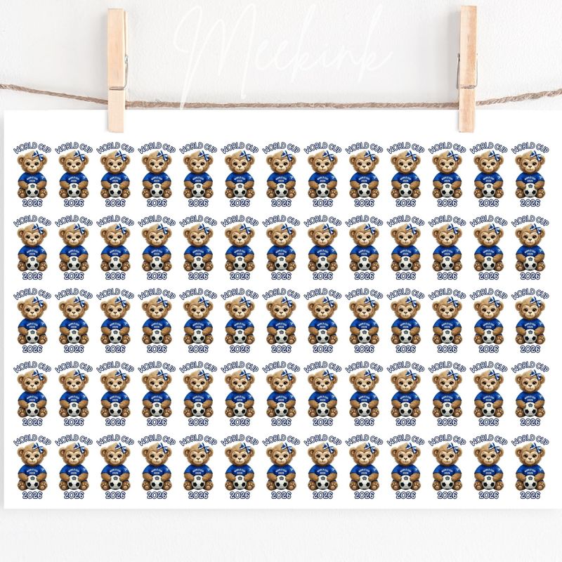 Blue Monkey Football Hair Bow Sheet A4 Sheet DTF or UVDTF