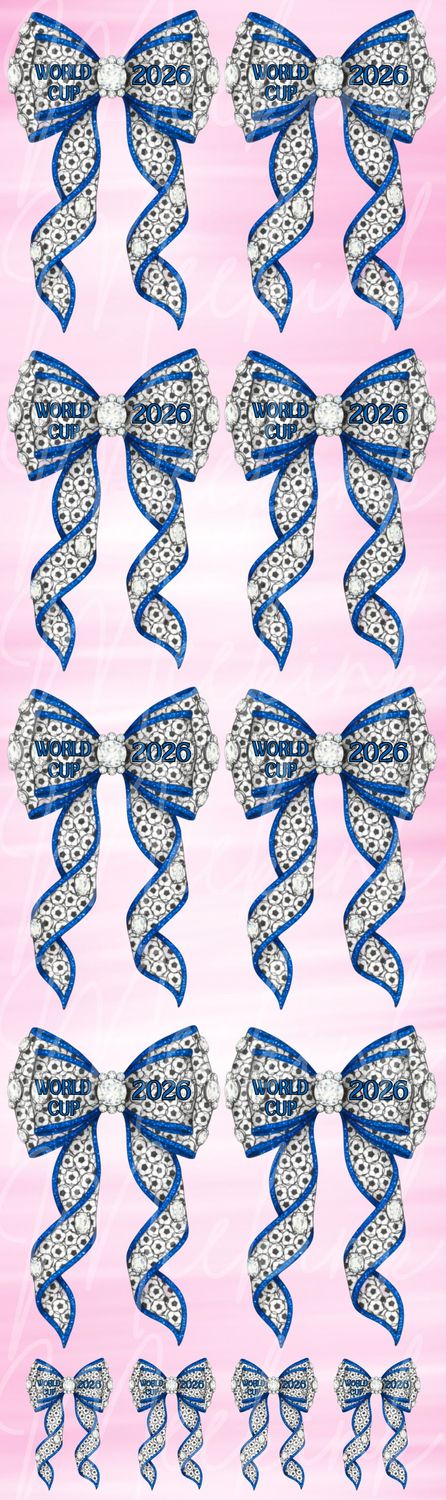 Blue Football Bow Metre Sheet DTF Decals