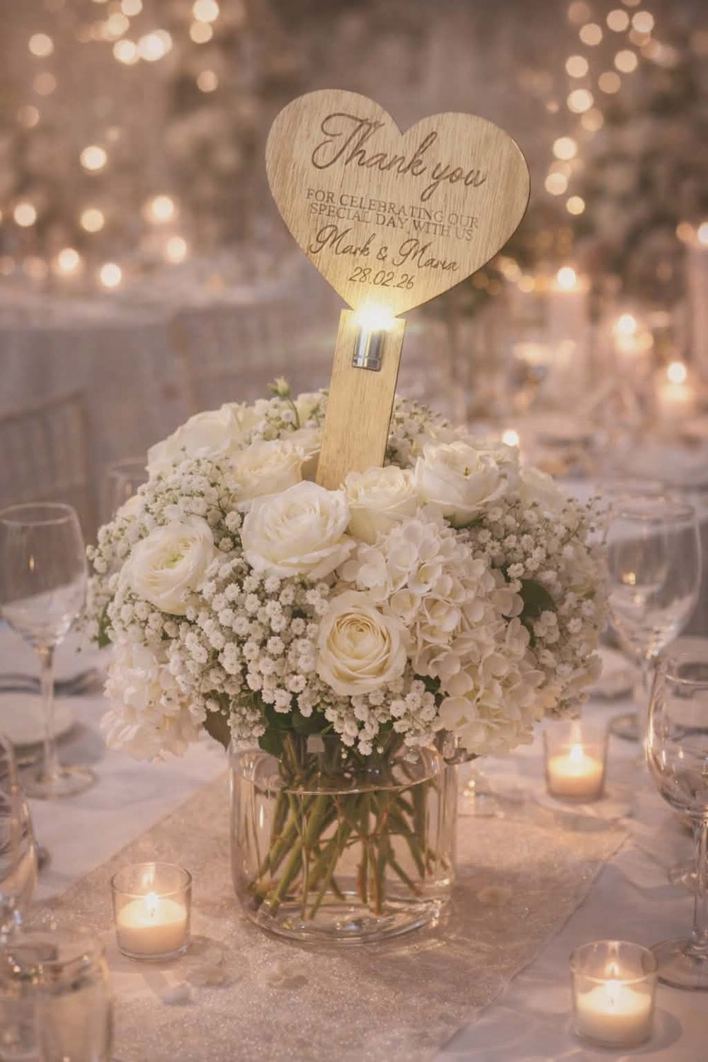 Wedding Centrepiece Flower Stake 3mm Plywood With LED Light