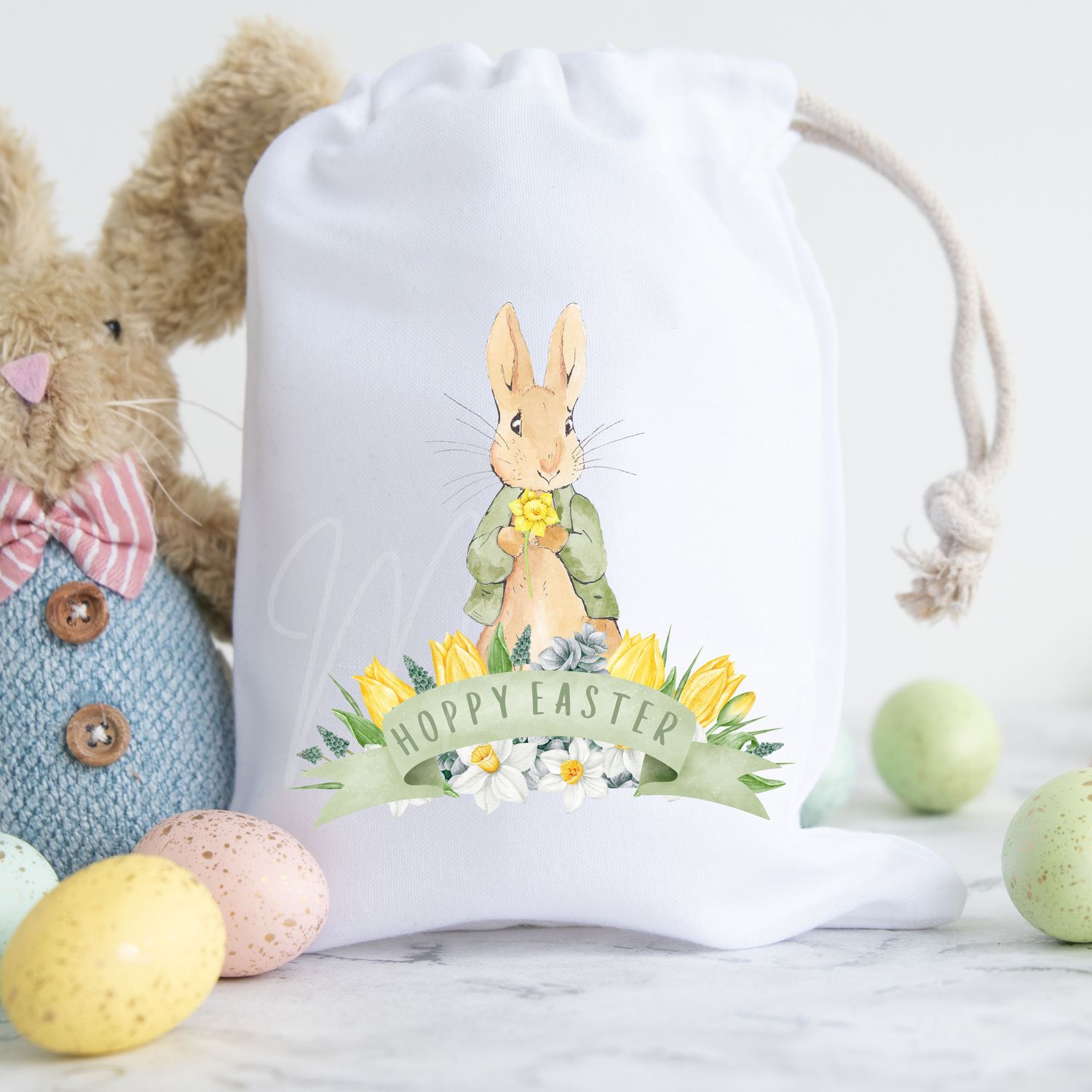 Hoppy Easter Sage Green Bunny Banner DTF or UVDTF Decal