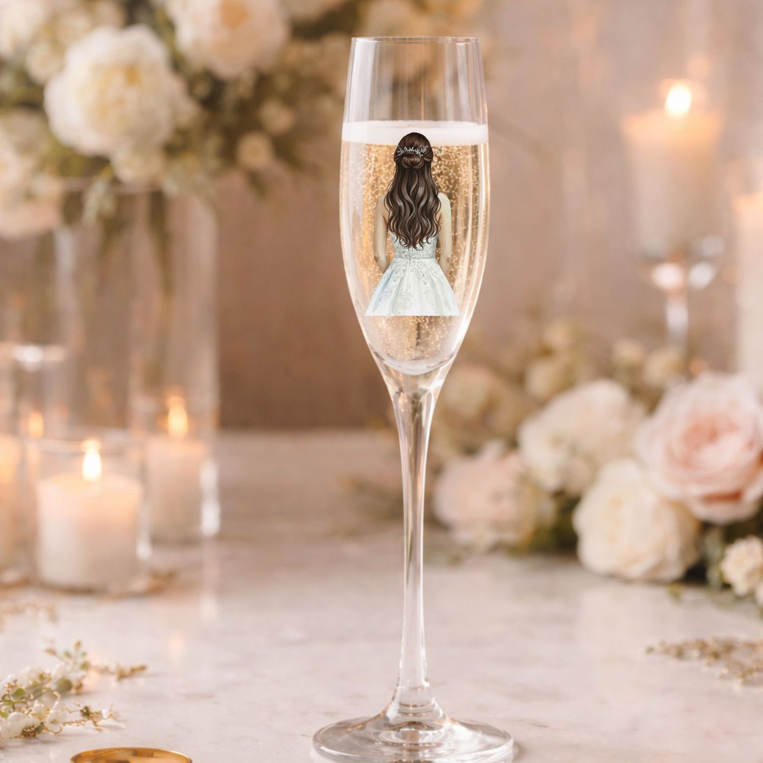 Bride Long Hair Backless Dress DTF or UVDTF Decal