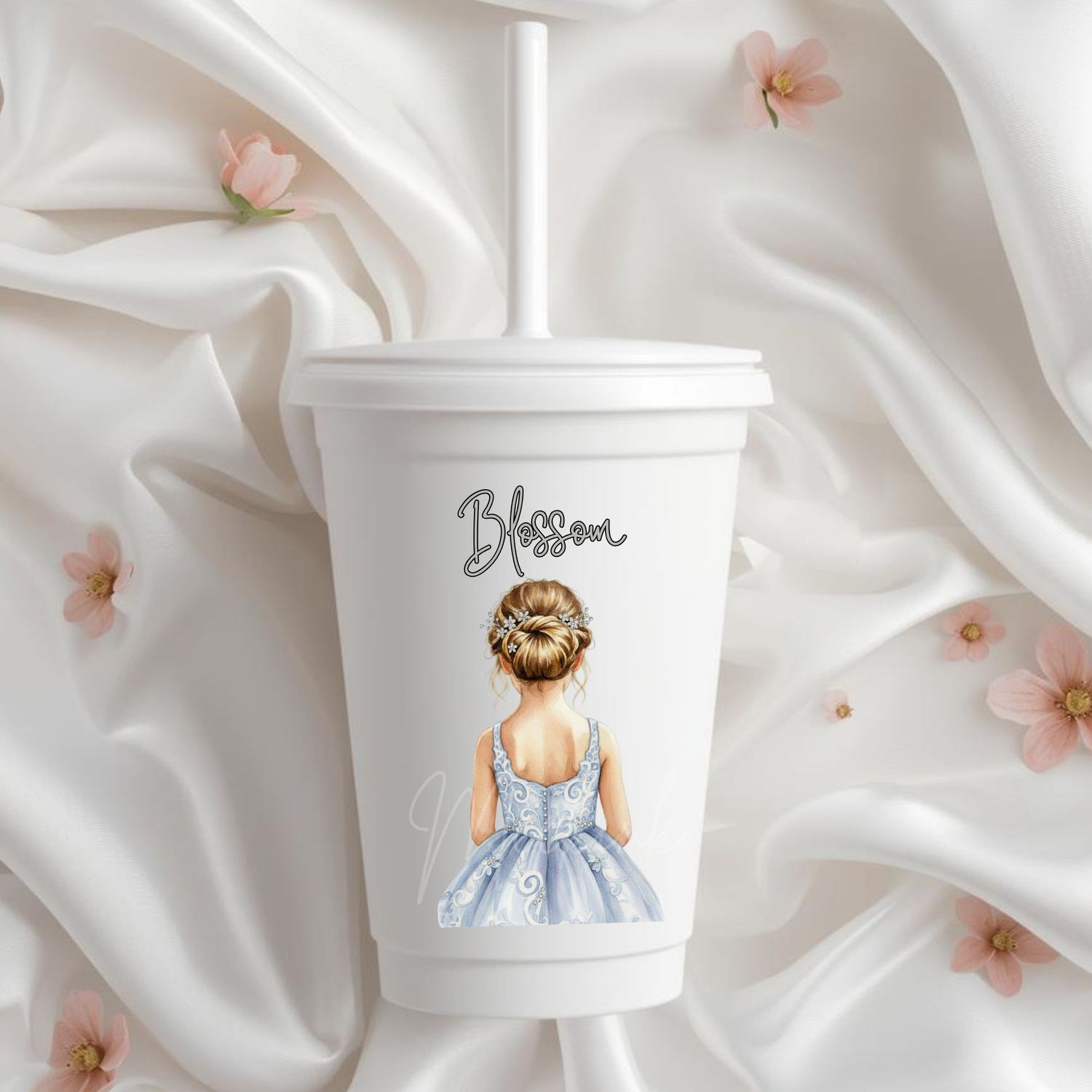 Flower Girl Dusky Blue Dress DTF or UVDTF Decal