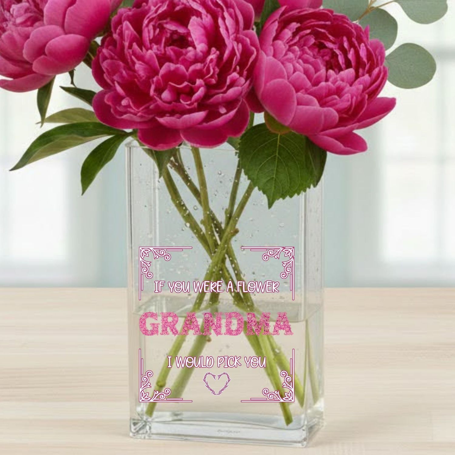 GRANDMA Pink Floral Squared DTF or UVDTF Decal