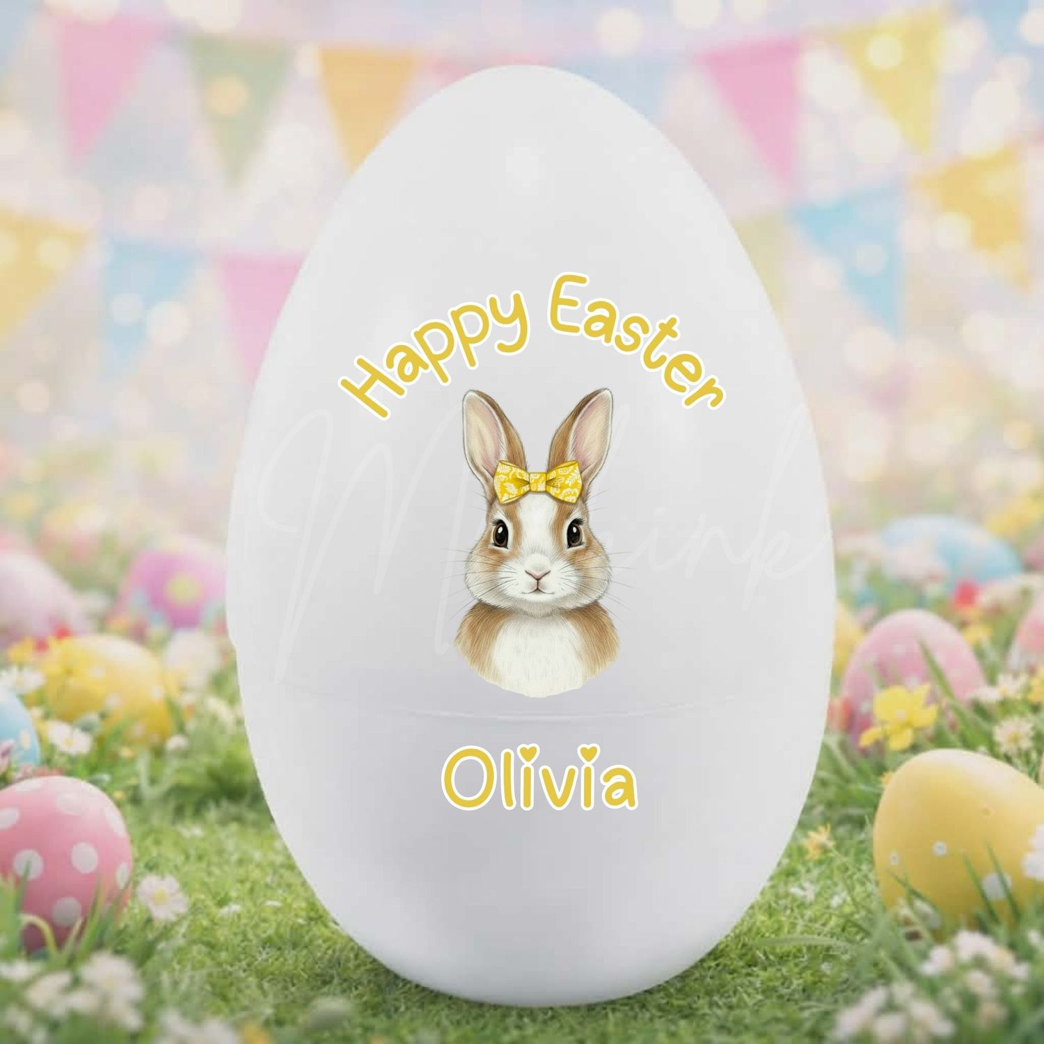 Happy Easter Yellow Half Bunny Hair Bow DTF or UVDTF Decal