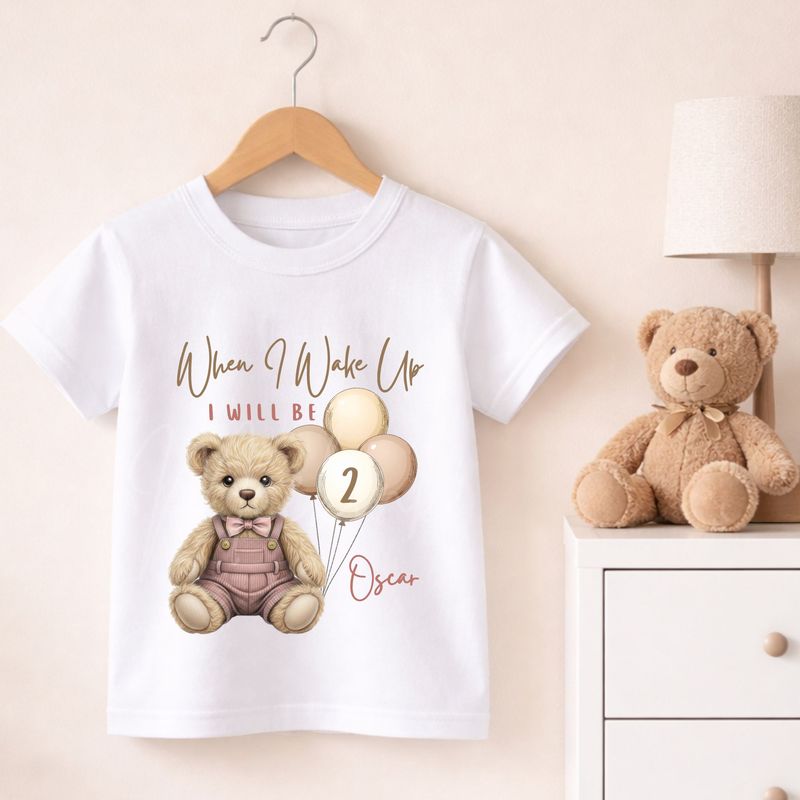 Teddy Bear When I Wake Up Rose Dungaree Dicky Bow DTF or UVDTF Decal