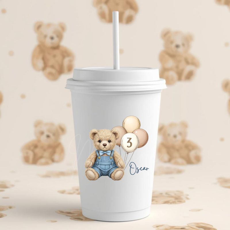 Teddy Bear Blue Birthday Dungaree Dicky Bow DTF or UVDTF Decal
