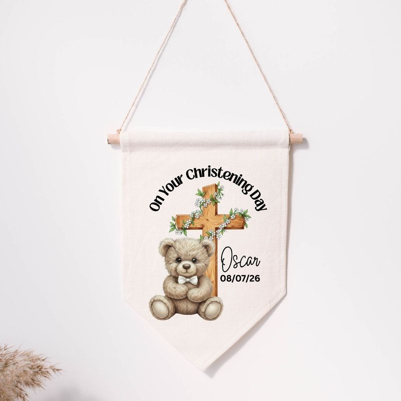 Teddy Bear Dicky Bow Christening  DTF or UVDTF Decal