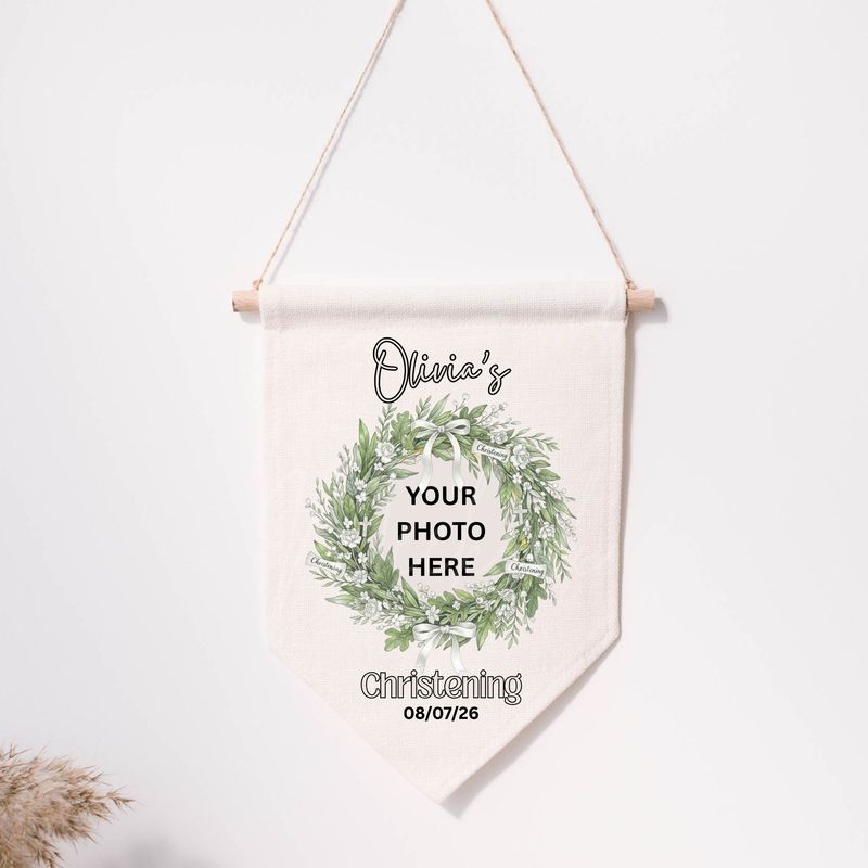 Photo Floral Wreath Christening  DTF or UVDTF Decal