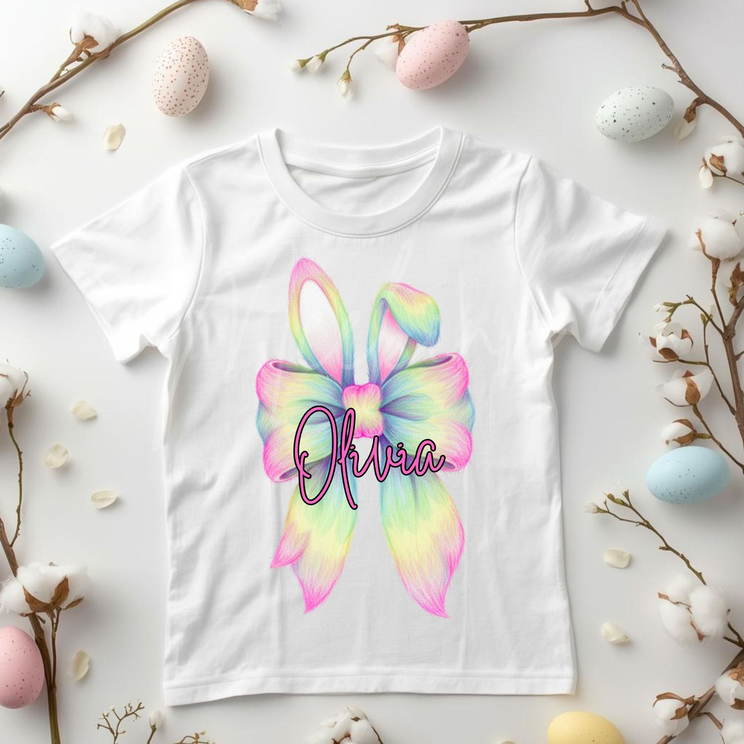 Multicolour Bunny Ear Hair Bow DTF or UVDTF Decal