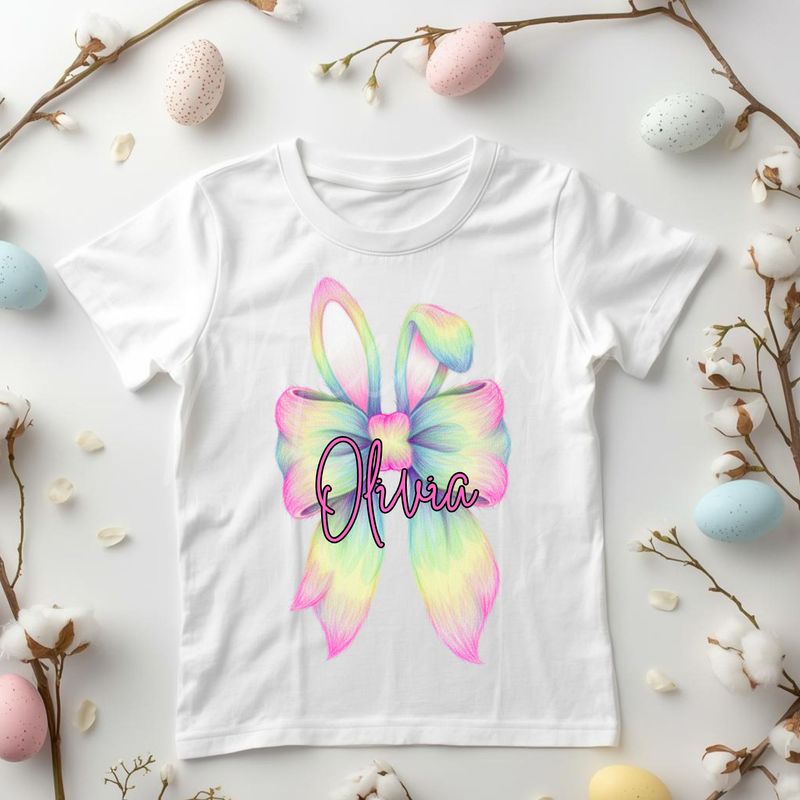 Multicolour Bunny Ear Hair Bow DTF or UVDTF Decal