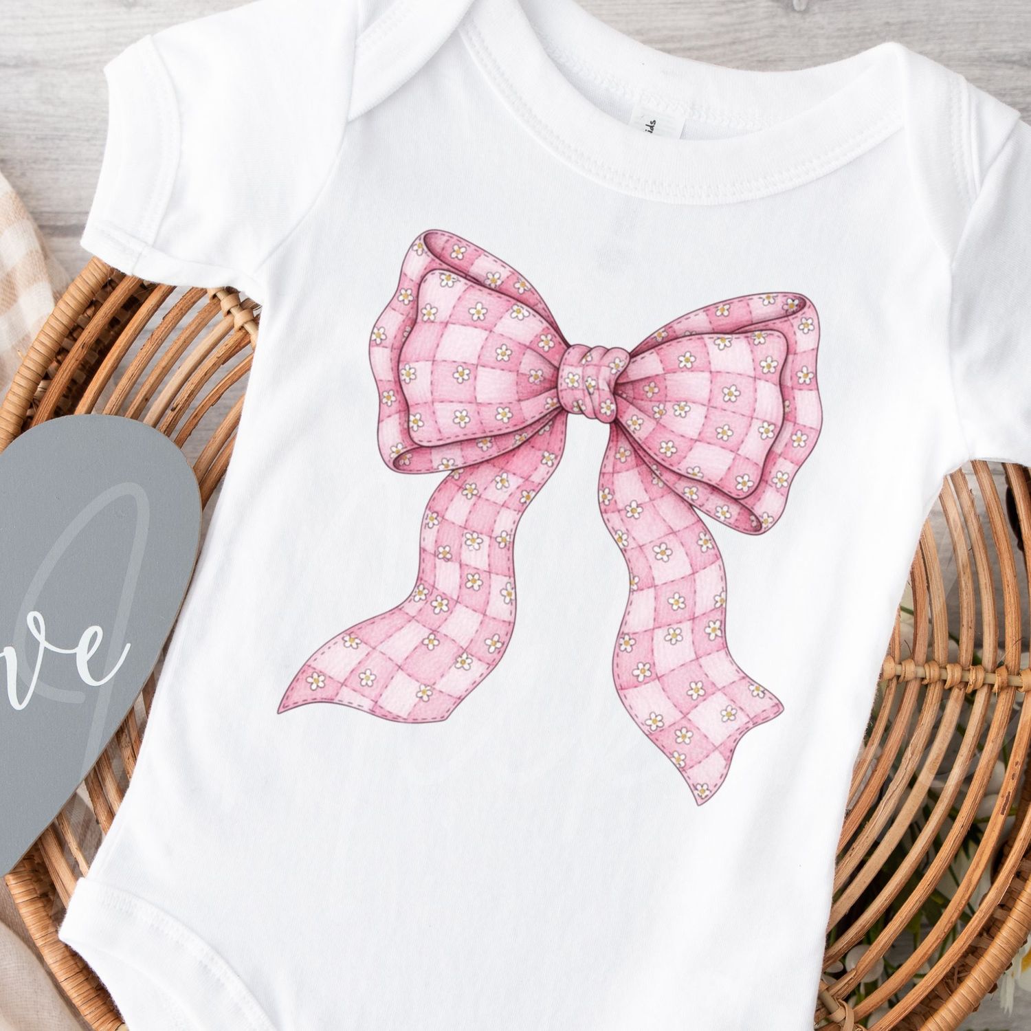 Quilted Patchwork Hair Bow DTF or UVDTF Decal