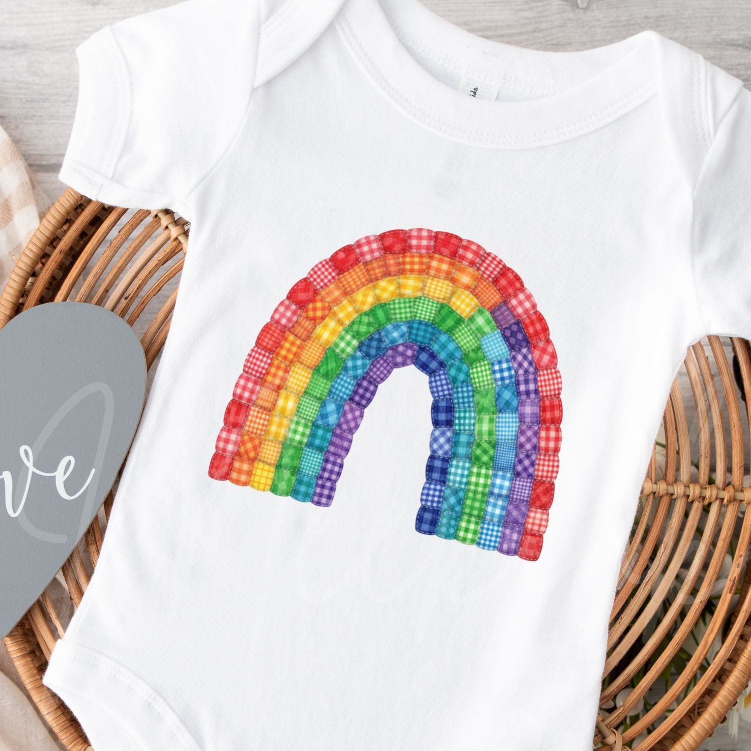 Quilted Patchwork Rainbow DTF or UVDTF Decal