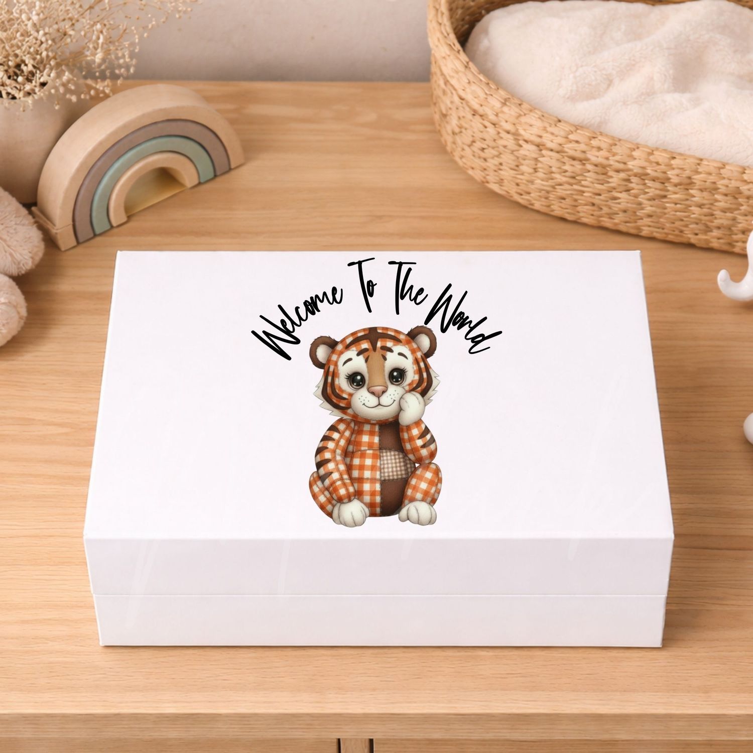 Quilted Patchwork Gingham Tiger DTF or UVDTF Decal