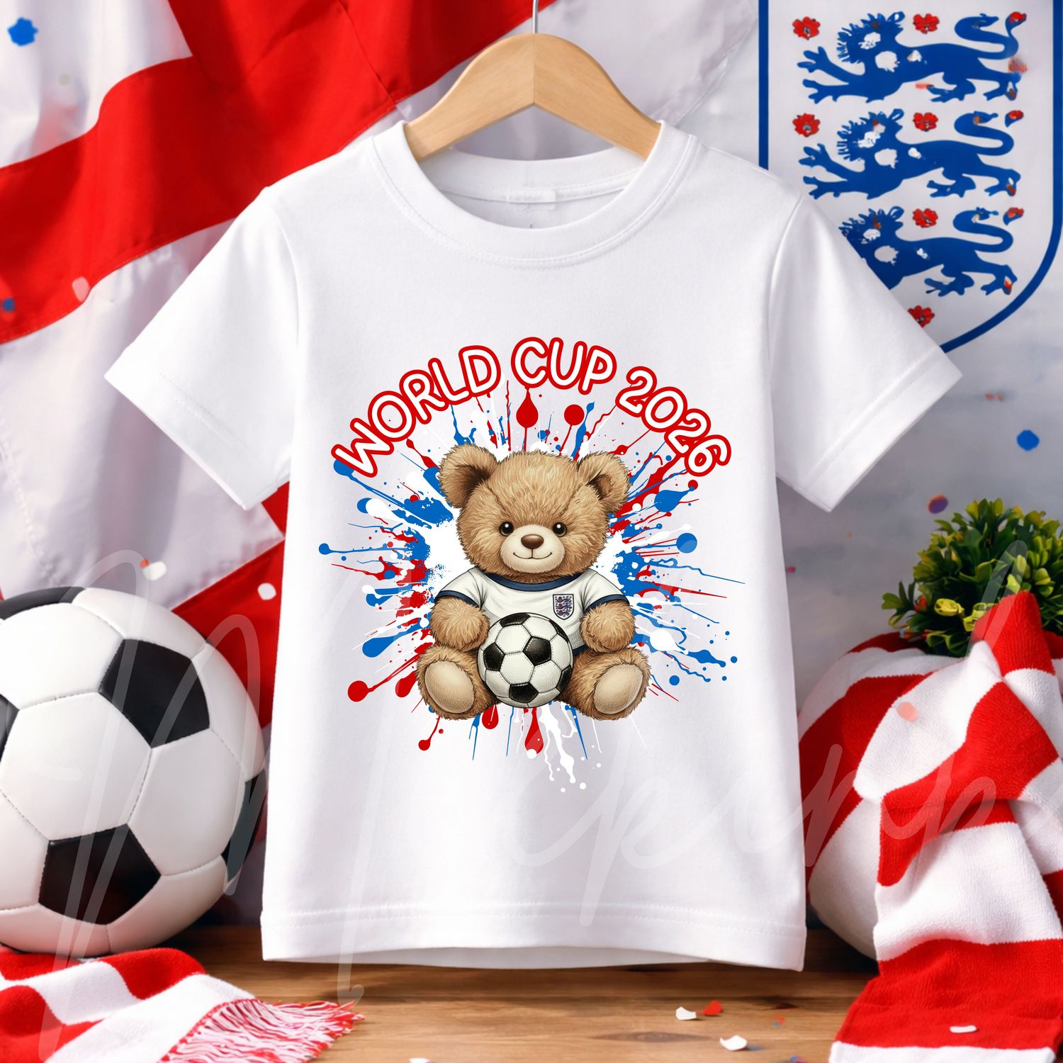 England Football Ted Colour Splash DTF or UVDTF Decal