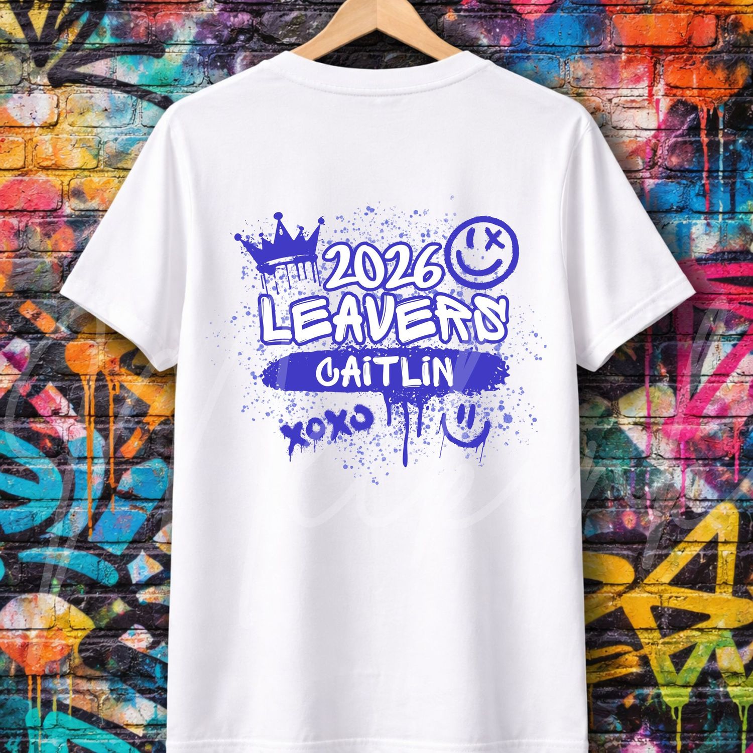 Blue/Purple Spray Paint Graffiti School Leavers DTF