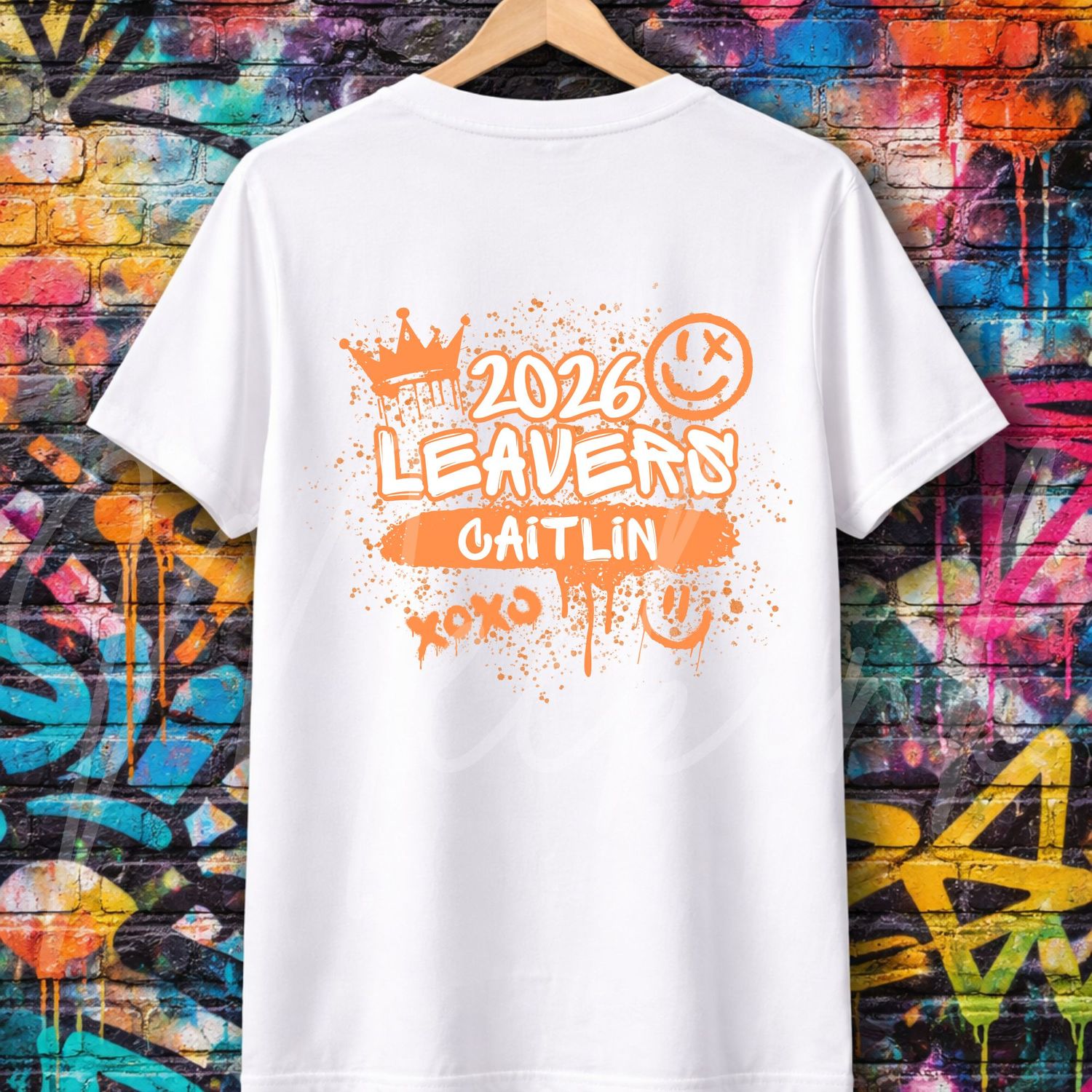 Orange Spray Paint Graffiti School Leavers DTF