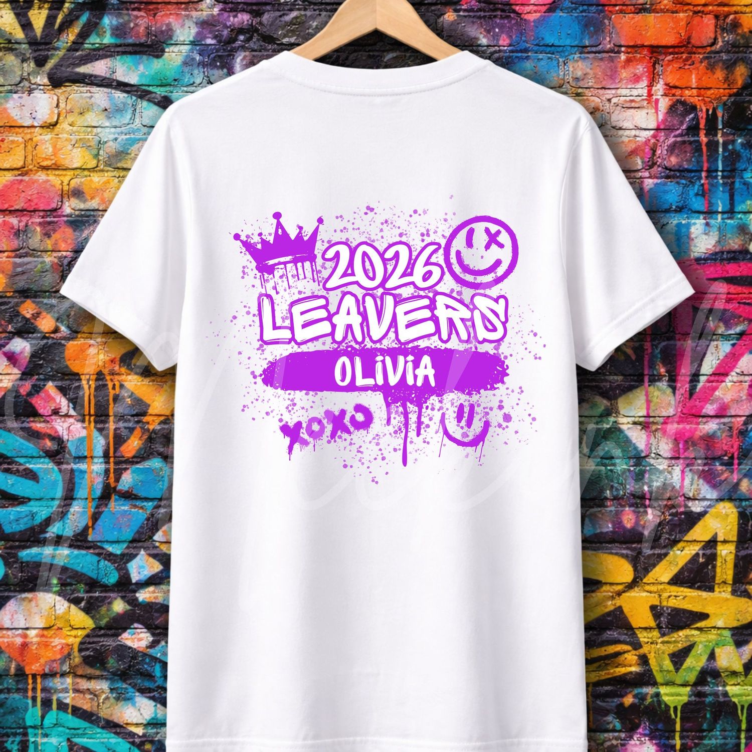 Purple Spray Paint Graffiti School Leavers DTF