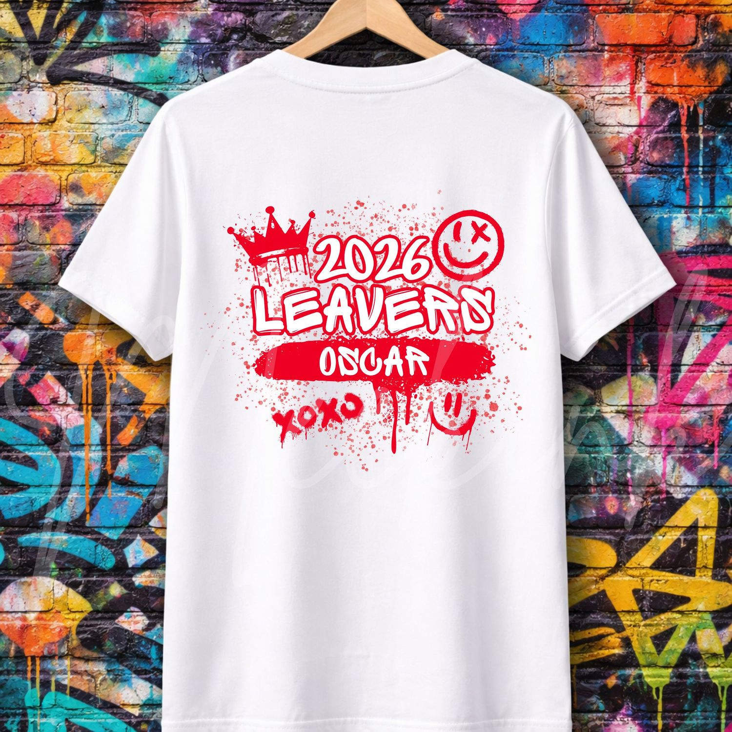 Red Spray Paint Graffiti School Leavers DTF