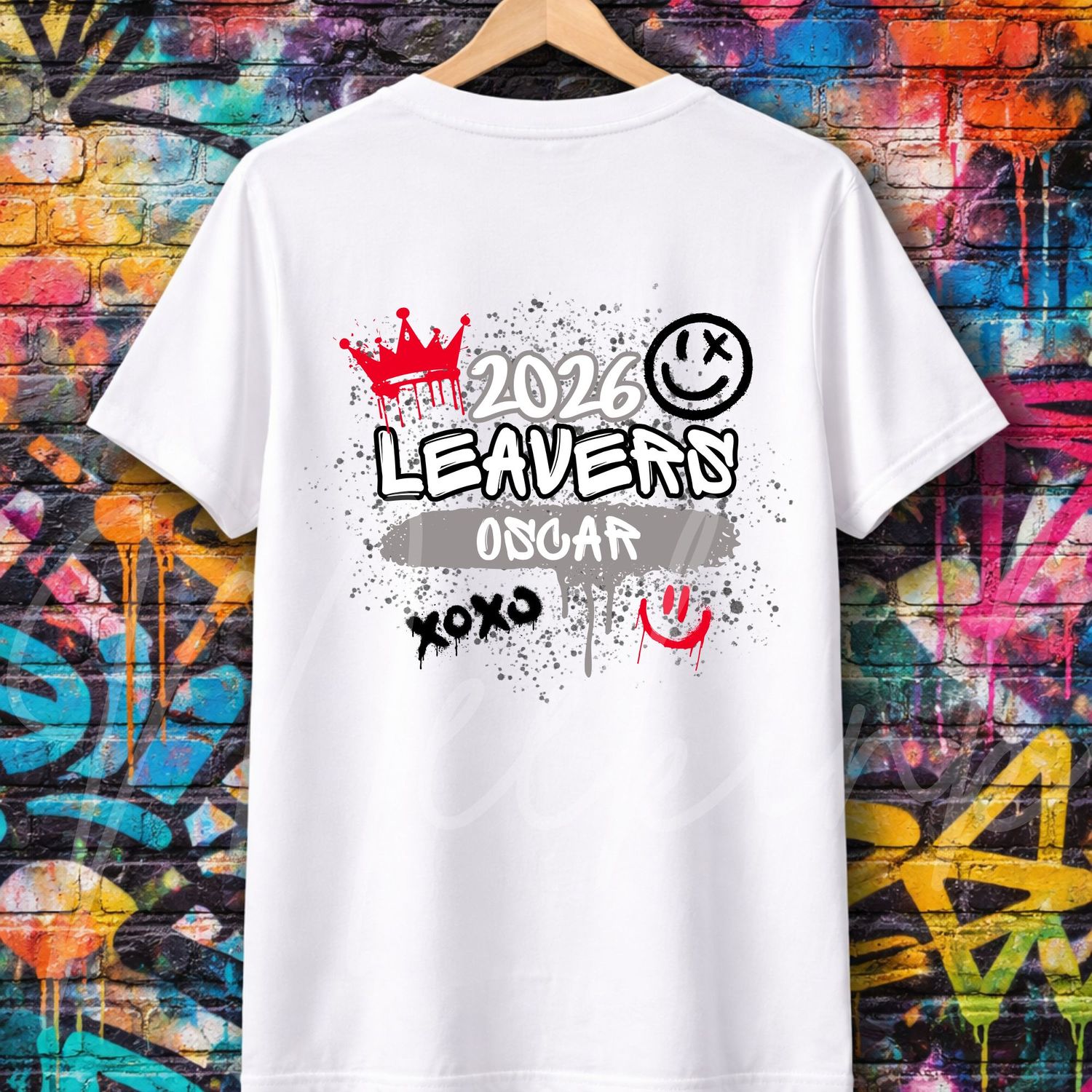 Black/Grey/Red Spray Paint Graffiti School Leavers DTF