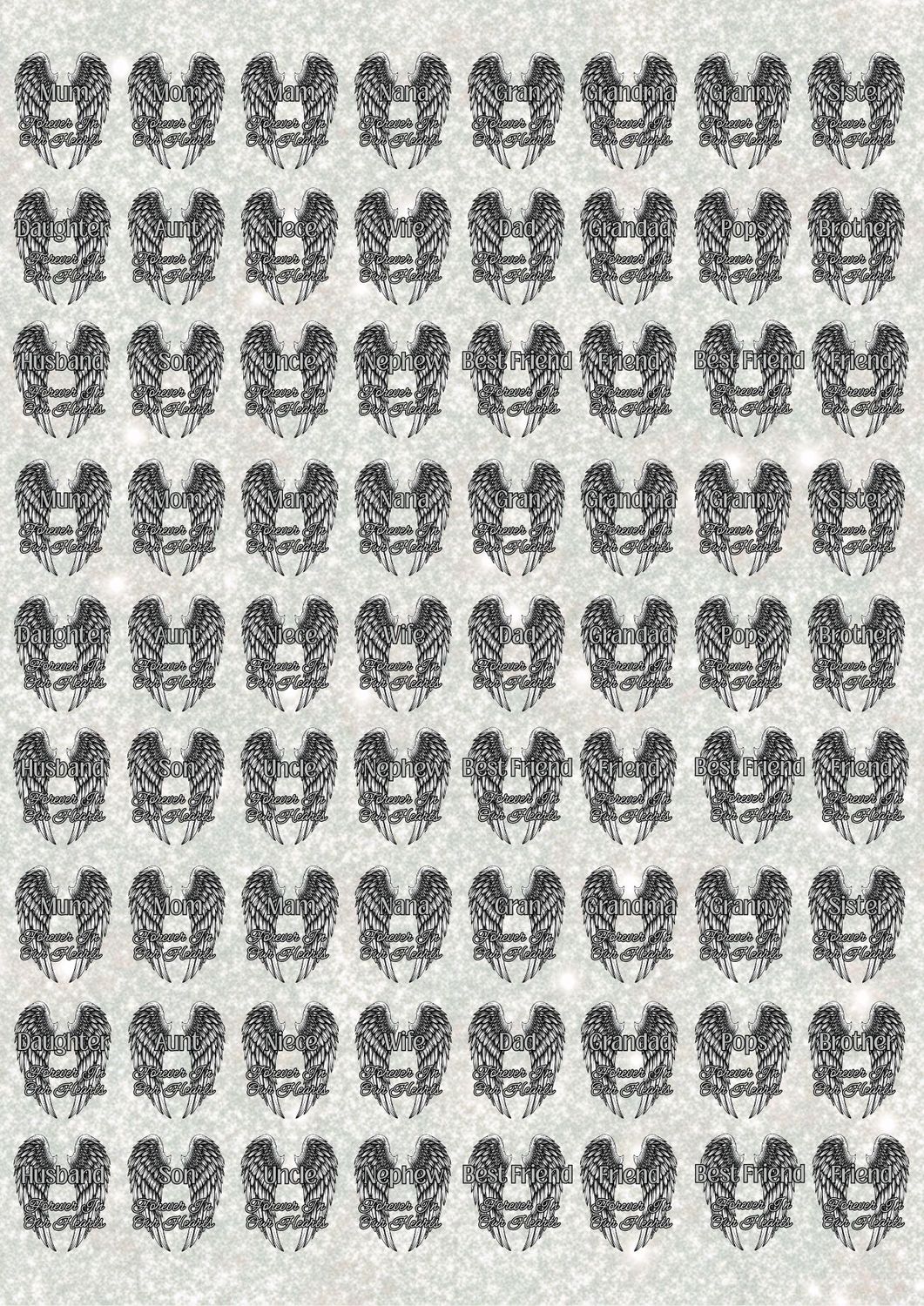 Silverish Memorial Wings A3 UVDTF - DTF or SUB