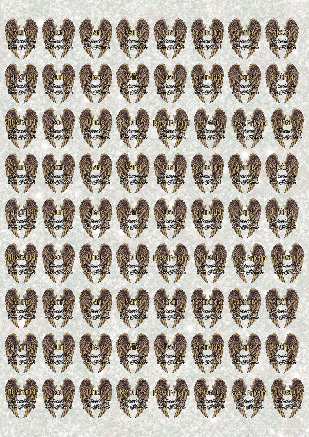 Goldish Memorial Wings A3 UVDTF - DTF or SUB