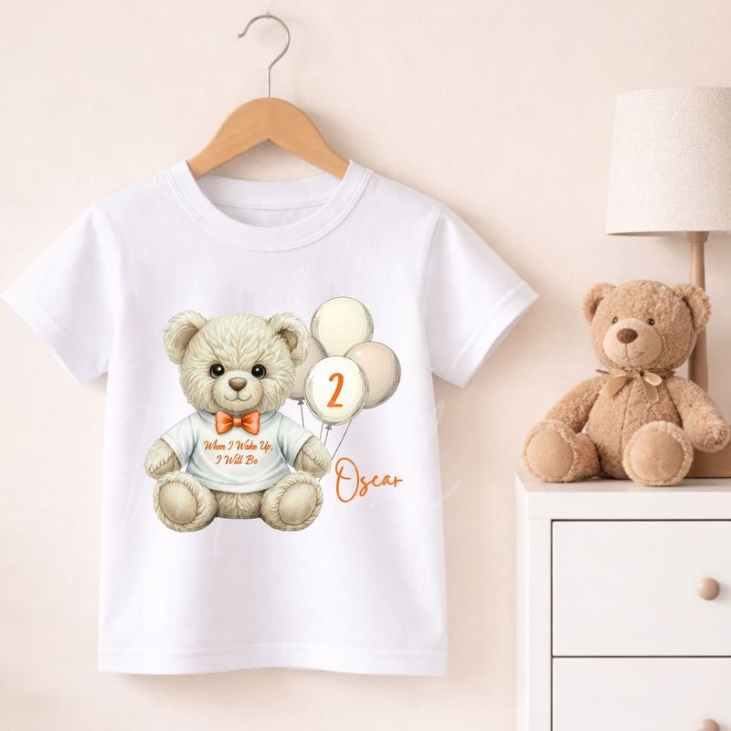 Teddy Bear When I Wake Up T shirt Orange Dicky Bow DTF or UVDTF Decal