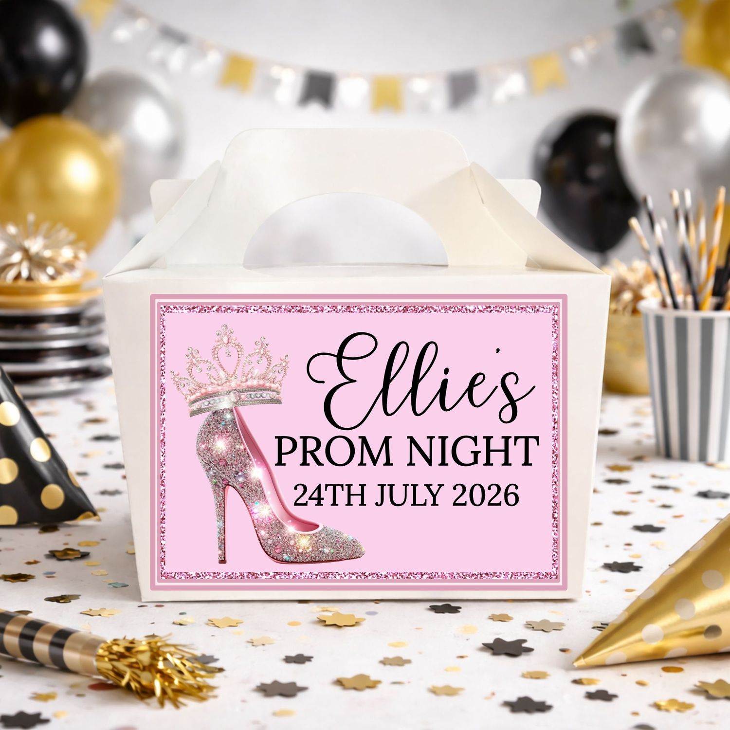 Prom Pink Party Box Sticker