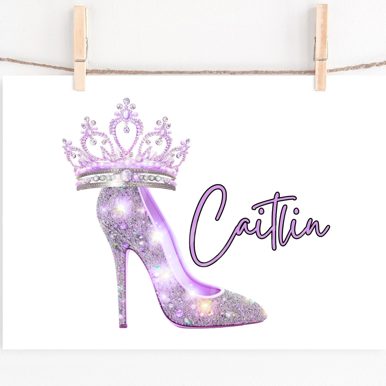 Prom Stiletto &amp; Crown Purple DTF or UVDTF Decal