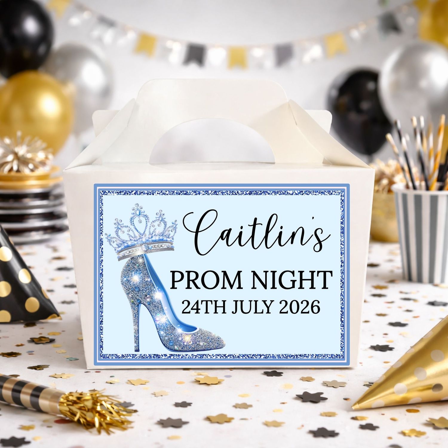 Prom Blue Party Box Sticker