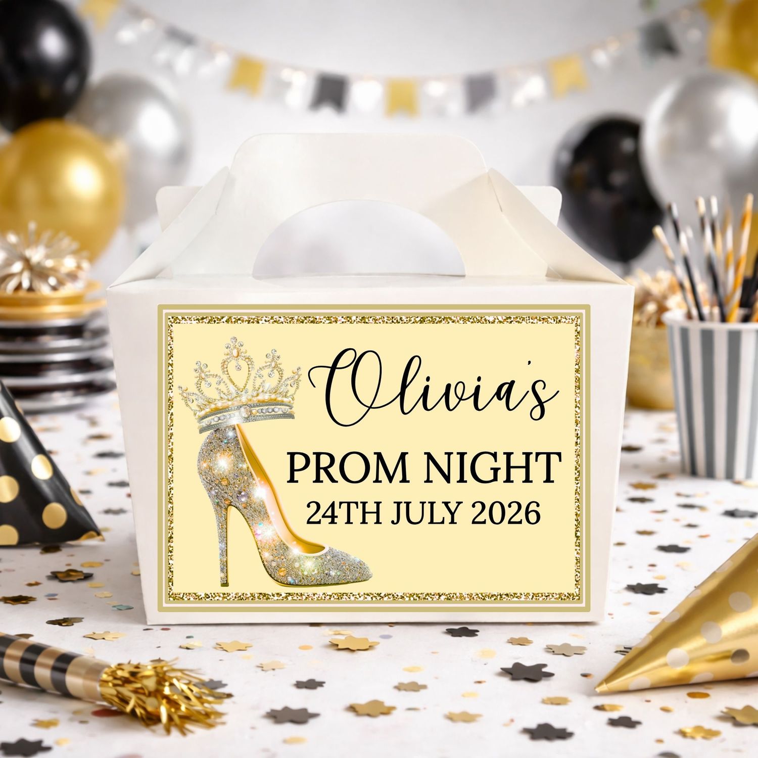 Prom Yellow/Gold Party Box Sticker