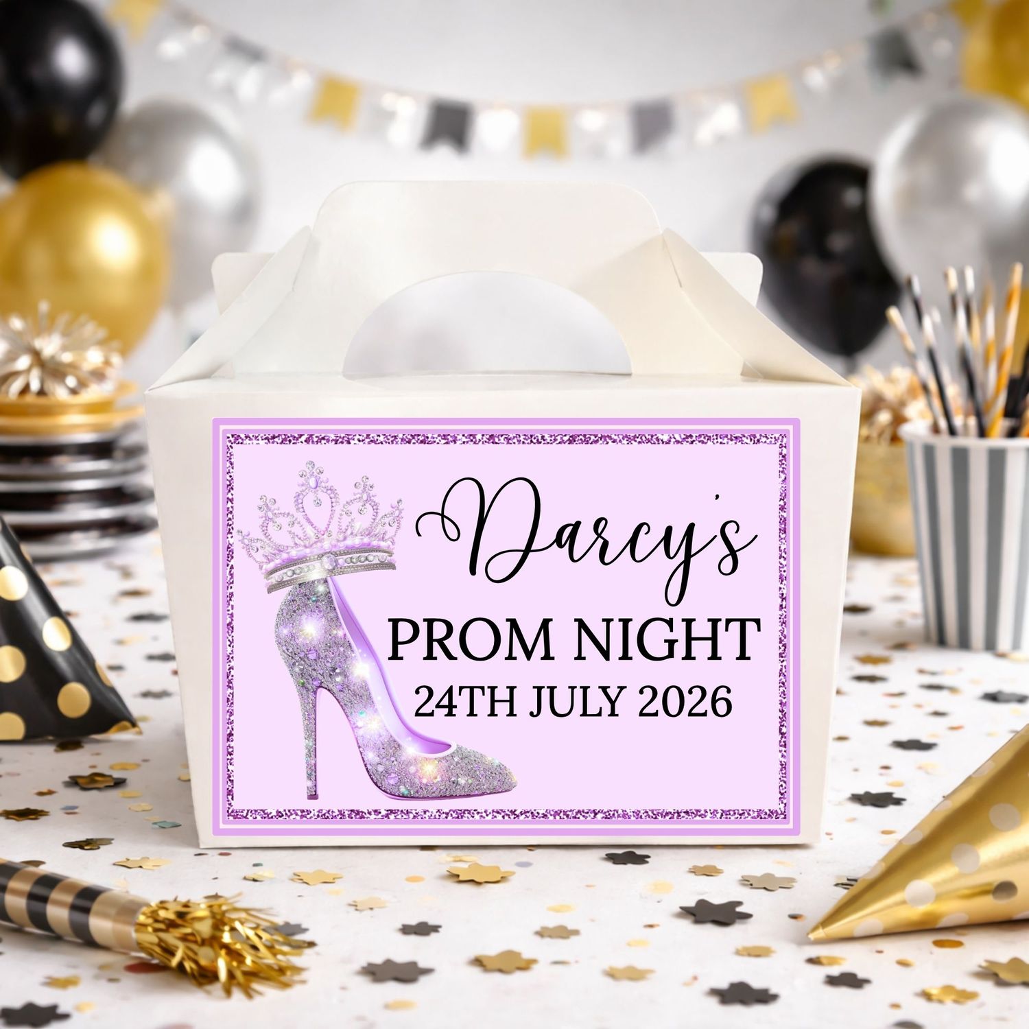 Prom Purple Party Box Sticker
