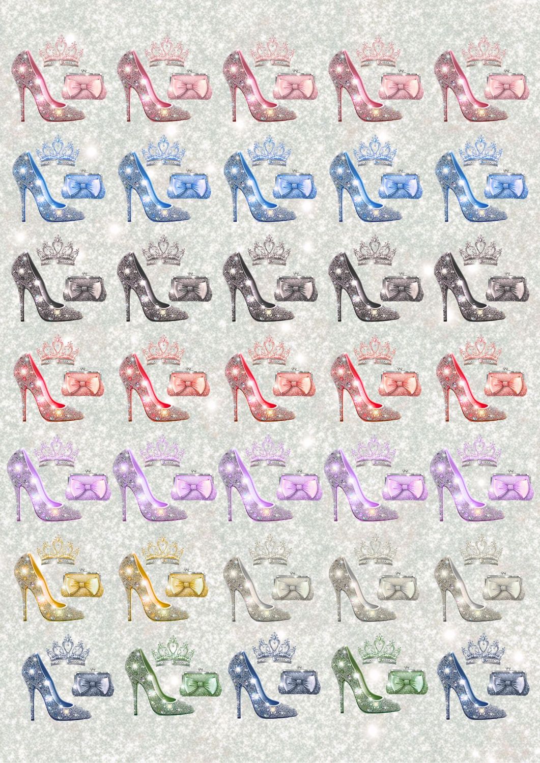 Prom Stiletto's - Crown &amp; Purse A3 UVDTF - DTF or SUB