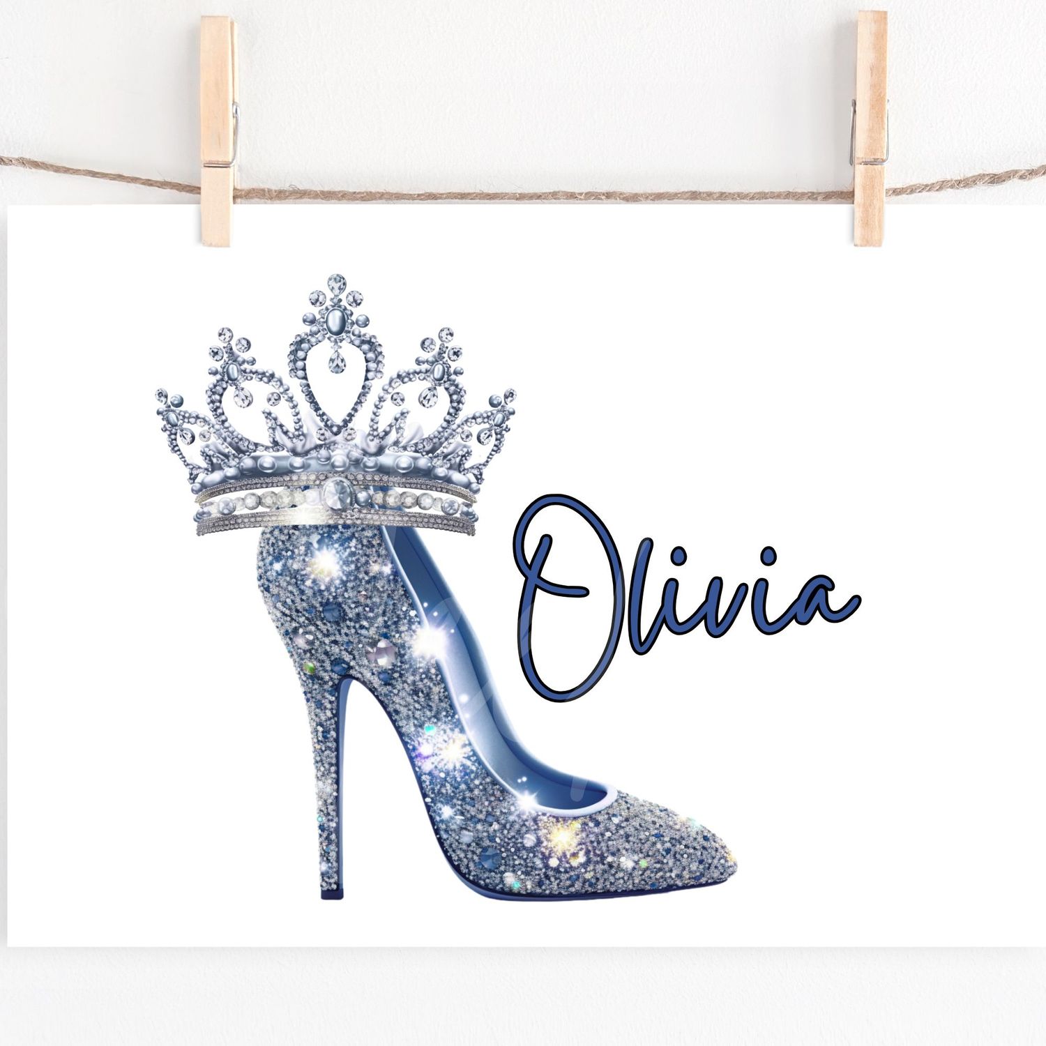 Prom Stiletto &amp; Crown Navy Blue DTF or UVDTF Decal