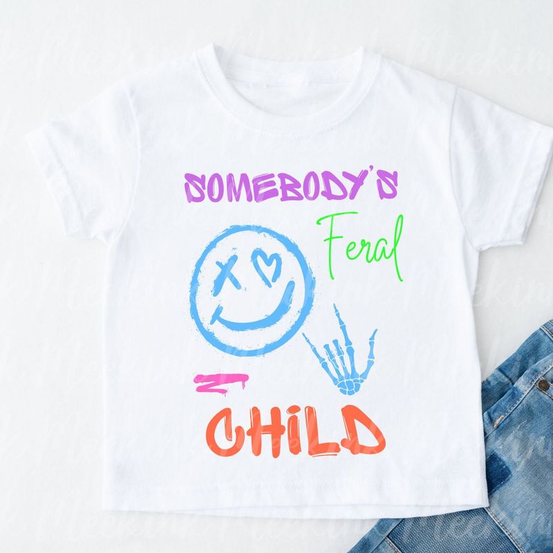 Feral Child Multi Coloured Blue 15cm DTF PRINT