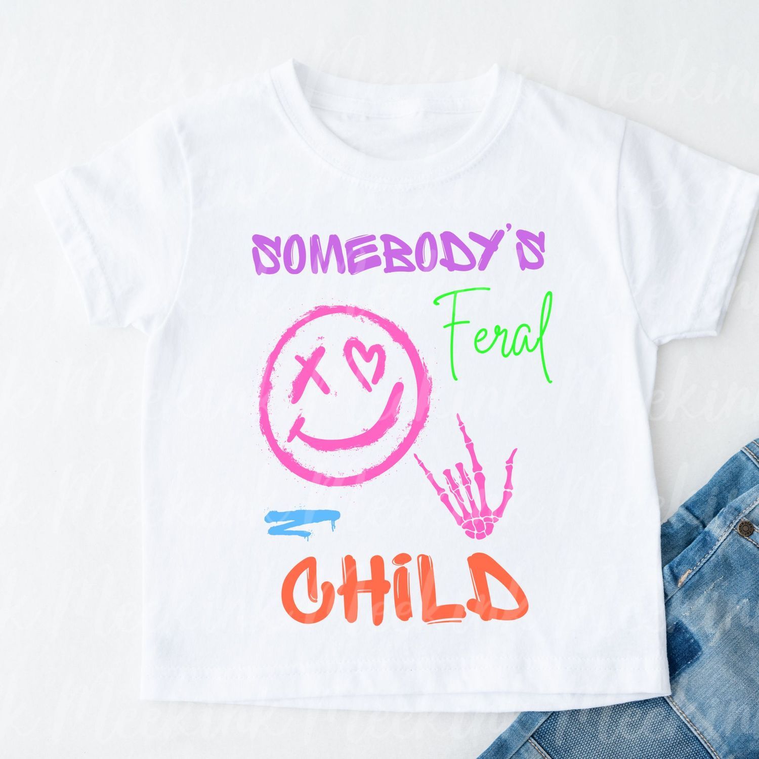 Feral Child Multi Coloured 15cm DTF PRINT