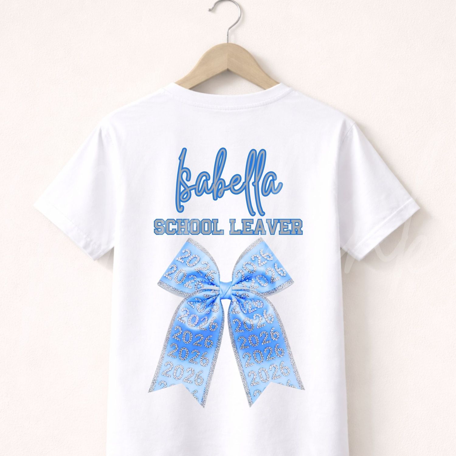 School Leaver Blue Bow 15cm DTF PRINT