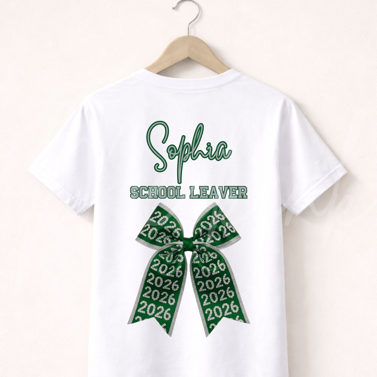 School Leaver Green Bow 15cm DTF PRINT