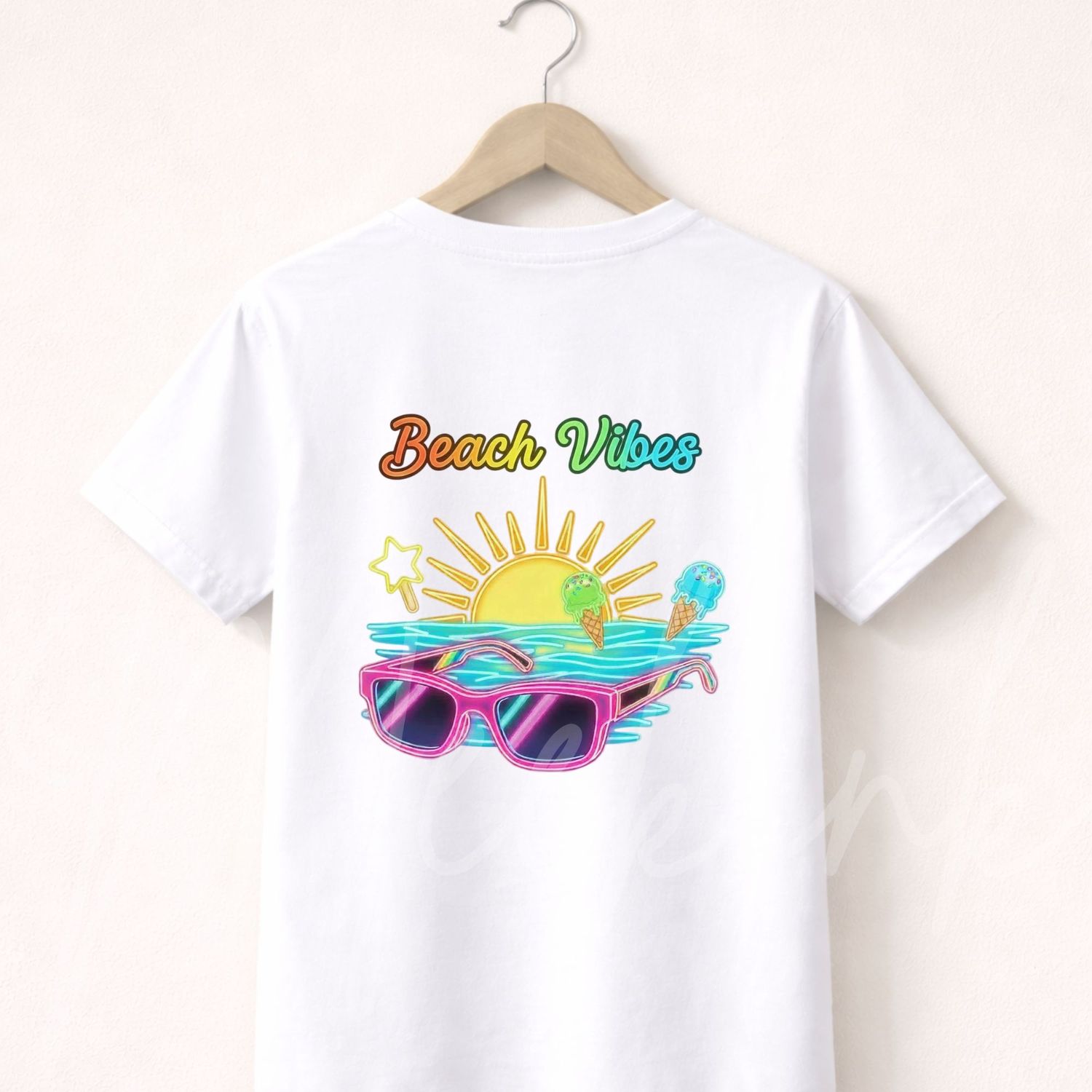 Beach Vibes Sunglasses Pink DTF Decal