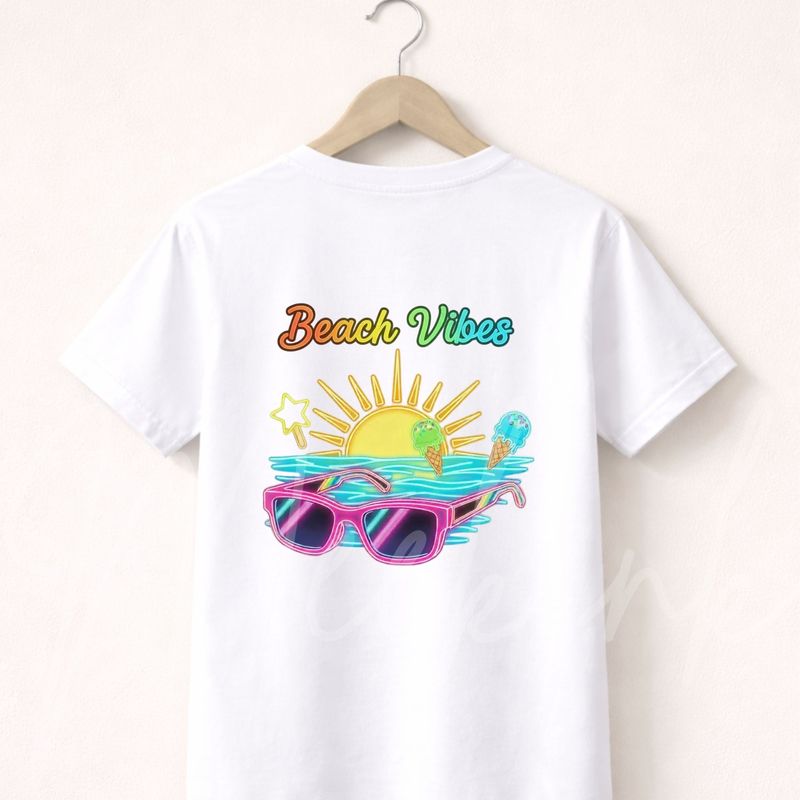 Beach Vibes Sunglasses Pink DTF Decal