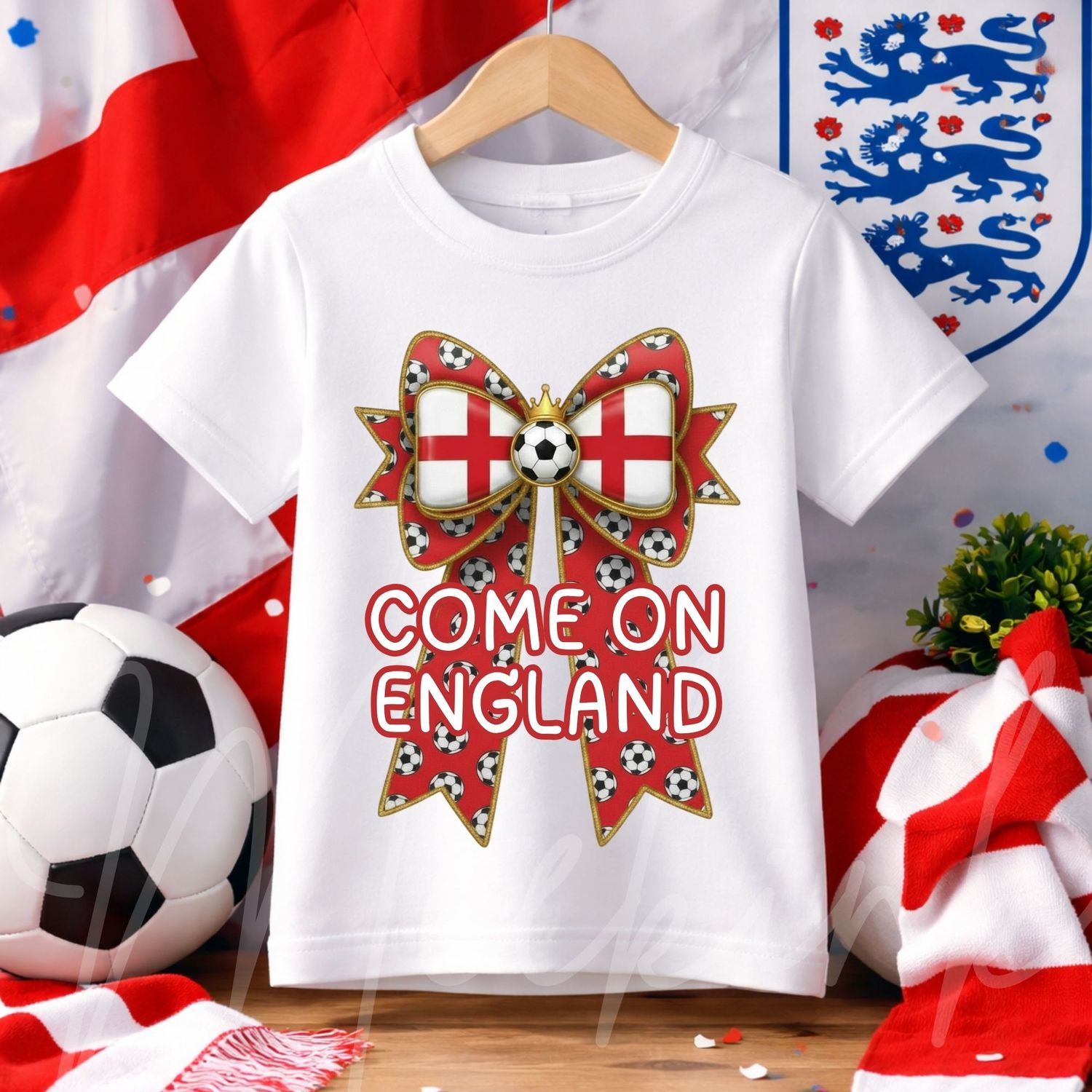 England Red Bow Football DTF or UVDTF Decal