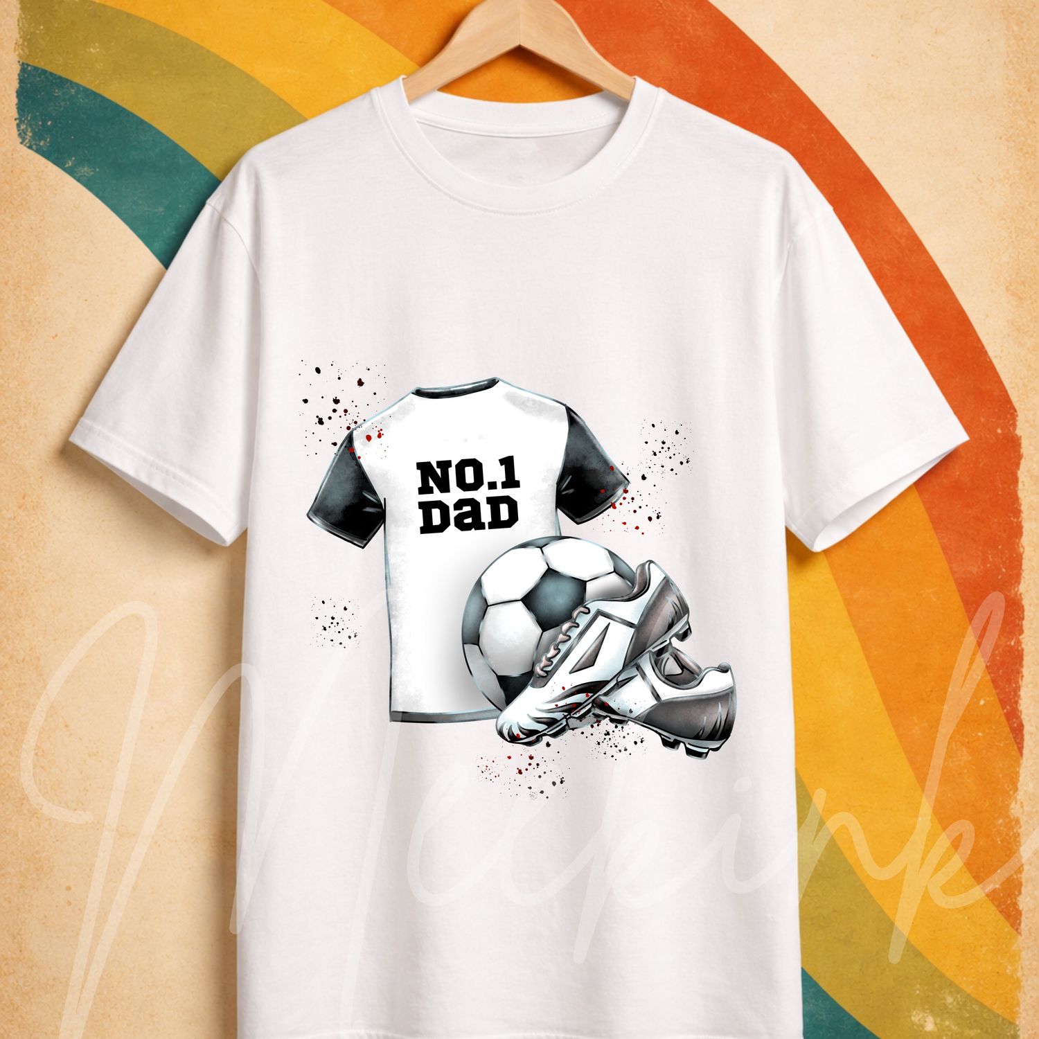 No1 Dad Black Football Kit UVDTF or DTF Decal