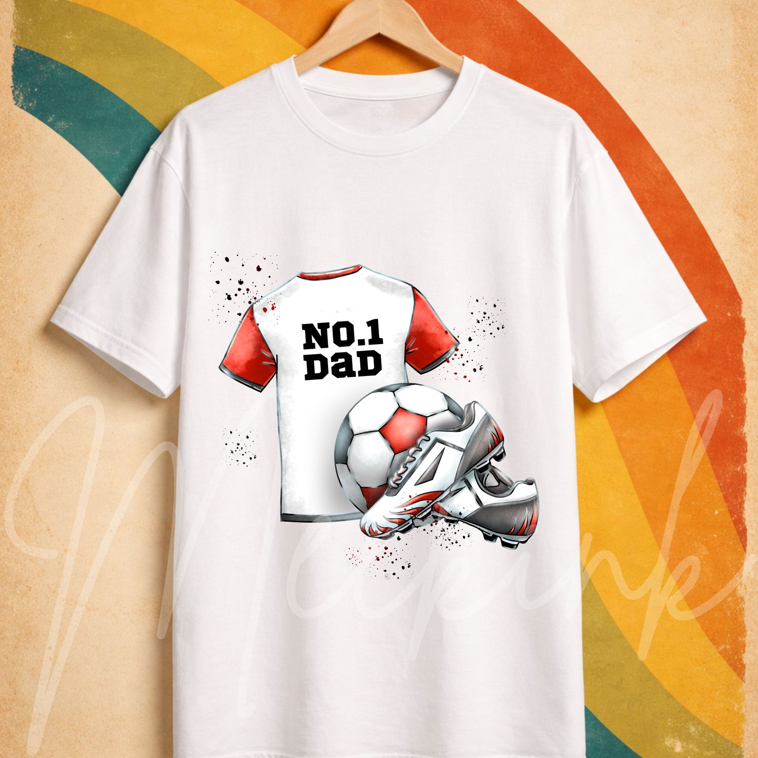 No1 Dad Red Football Kit UVDTF or DTF Decal