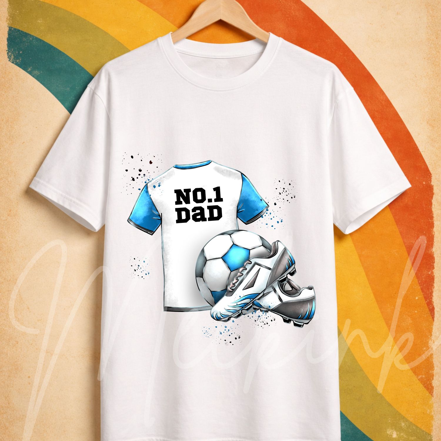 No1 Dad Blue Football Kit UVDTF or DTF Decal